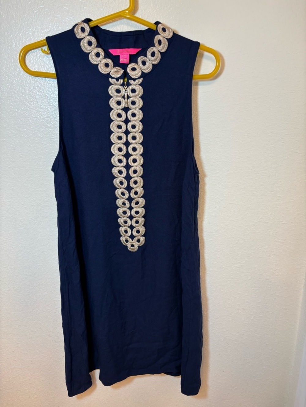 Lilly Pulitzer Navy Dress with Gold Embroidered Trim - Picture 2 of 6